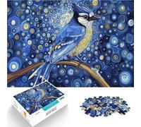 Jigsaws Puzzles 1000 Piece For Adults teenagers “Blue Jay in a Starry Night” Made of cardboard，Suitable for ages 14 and up DIY Toys Wish List with Santa Claus。size：26x38cm/10.24x14.96inch