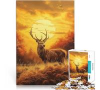 Jigsaws Puzzles 1000 Piece For Adults teenagers “Deer Standing in Grass” Made of wood,for age 14 years and over Beautiful design gameBeautiful design game Games Toys Gift。size:50x75cm