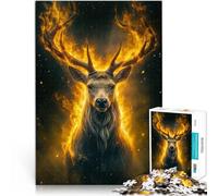 Jigsaws Puzzles 1000 Piece For Adults teenagers Fiery Alpha Deer Made of wood Suitable for ages 14 and up unique challenge game Offered as gifts for the whole family。size:50x75cm/19.68x29.52inch