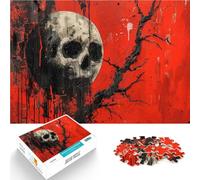 Jigsaws Puzzles 1000 Piece For Adults teenagers Full Moon Skull Red Night Made of cardboard Suitable for ages 14 and up Educational Game Challenge Toy Great gift for gaming。size:26x38cm