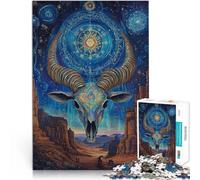 Jigsaws Puzzles 1000 Piece For Adults teenagers Goat skull Made of cardboard，for age 14+ Hand Speed Race Fun activities at home, birthday gifts, travel gifts,。size：26x38cm/10.24x14.96inch