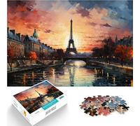 Jigsaws Puzzles 1000 Piece For Adults teenagers Paris at sunset Made of wood,for and 14 years and over unique challenge game A work of art。size:50x75cm/14.96x20.47inch