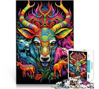 Jigsaws Puzzles 1000 Piece For Adults teenagers Psychedelic Animals Made of wood，for and from 14 years and over Home Decoration game Toys gifts for friends and family。size：50x75cm