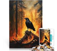 Jigsaws Puzzles 1000 Piece For Adults teenagers Raven in Fire Made of cardboard,for age 14 years and over Family Activities deal as gifts for the whole family 。size:26x38cm/10.24x14.96inch