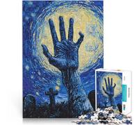 Jigsaws Puzzles 1000 Piece For Adults teenagers Starry Night Hand Graveyard Made of wood Suitable for ages 14 and up Challenging To Complete But Fun And Humorous Great Gift。size：50x75cm