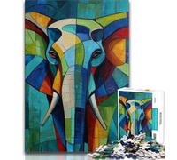 Jigsaws Puzzles 1000 Pieces for Adults Gifts Abstract Elephant Oil Painting 1000 Piece Puzzle,Perfect for Game Nights, Colorful Toy for Home Gift (size 38x26cm)