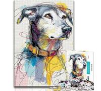 Jigsaws Puzzles 1000 Pieces for Adults Gifts Abstract Line Dog Adult Jigsaw,Family Educational Games Home Decoration Gift (size 75x50cm)