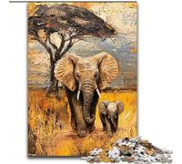 Jigsaws Puzzles 1000 Pieces for Adults Gifts African Elephants, Elephant Toy Intellectual Game Birthday Present, Gifts, Wall Art for Ages 14+ (Size 50x75cm)