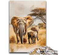 Jigsaws Puzzles 1000 Pieces for Adults Gifts African Elephants for Age 14+ Educational Games For Adults And Teenagers Artwork Gift 50x75cm