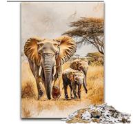 Jigsaws Puzzles 1000 Pieces for Adults Gifts African Elephants, for And from 14 Years And over Educational Learning Toys Family Games Birthday Present (Size 26x38cm)