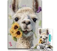Jigsaws Puzzles 1000 Pieces for Adults Gifts Alpaca Sunflower Jigsaw,Stress Reliever Staycation Kill Time Home Decoration Toys (size 75x50cm)