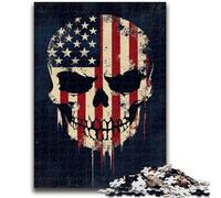 Jigsaws Puzzles 1000 Pieces for Adults Gifts American Flag Skull for Age 14+ Educational Games For Adults And Teenagers Artwork Gift 26x38cm