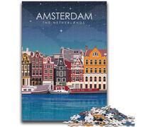 Jigsaws Puzzles 1000 Pieces for Adults Gifts Amsterdam at Night Travel(A) Stress Reliever Staycation Kill Time Wishlist with Santa Claus (size 50x70cm)