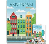 Jigsaws Puzzles 1000 Pieces for Adults Gifts Amsterdam Netherlands,Toys Educational Games Stress Relieving Unique Home Decor And Gifts (38x26cm)