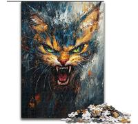 Jigsaws Puzzles 1000 Pieces for Adults Gifts Angry Cat,Help The Brain Exercise Addictive Toys to Cultivate Patience Wall Decoration 50x75cm