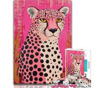 Jigsaws Puzzles 1000 Pieces for Adults Gifts Animal Cheetah,Stress Reliever Staycation Kill Time with Matching Poster And Trivia Sheet (38x26cm)