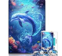 Jigsaws Puzzles 1000 Pieces for Adults Gifts Animal Dolphin 1000 Piece Puzzle,Stress Reliever Staycation Kill Time Parent-child Interaction 75x50cm