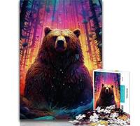 Jigsaws Puzzles 1000 Pieces for Adults Gifts Art Animal Bear Puzzles for Adults,Stress Reliever Difficult Challenge Secret Santa Gifts 38x26cm