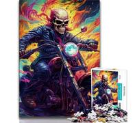 Jigsaws Puzzles 1000 Pieces for Adults Gifts Art Skull Motorcycle Teenager Jigsaw,Staycation Kill Time with Fully Interlocking Randomly Shaped Pieces (size 75x50cm)