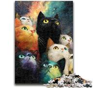 Jigsaws Puzzles 1000 Pieces for Adults Gifts Artistic Abstract Black Cat for Age 14+ Challenging To Complete But Fun And Humorous Great Gifts And Toys 26x38cm