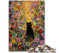 Jigsaws Puzzles 1000 Pieces for Adults Gifts Artistic Abstract Black Cat for Age 14 Years And over Decompressing Intellectual Educational Toy Great Gift 26x38cm