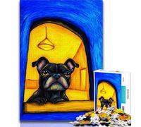Jigsaws Puzzles 1000 Pieces for Adults Gifts Artistic French Bulldog Teenager Puzzles,Interesting Stress Reduction Parent-child Interaction (size 38x26cm)