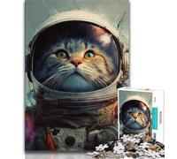 Jigsaws Puzzles 1000 Pieces for Adults Gifts Astronaut Cat,Learning Educational Toys Family Games Unique Birthday And Gifts 38x52cm
