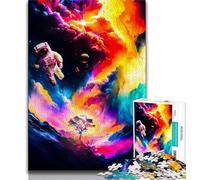 Jigsaws Puzzles 1000 Pieces for Adults Gifts Astronaut in Space Colors Puzzles,Educational Toy Funny Family Games Unique Home Decor (size 75x50cm)