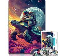 Jigsaws Puzzles 1000 Pieces for Adults Gifts Astronaut Riding A Turtle,Family Game Stress Reliever Difficult Challenge Enhance Love between Couples (38x26cm)