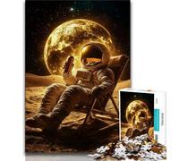 Jigsaws Puzzles 1000 Pieces for Adults Gifts Astronaut Sitting on The Moon 1000 Pieces for Teenagers,Learning Educational Toys Family Games Unique Birthday And Gifts (size 75x50cm)