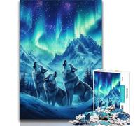 Jigsaws Puzzles 1000 Pieces for Adults Gifts Aurora Howling Wolf Puzzles for Adults,Learning Educational Toys Family Games Unique Birthday And Gifts (size 75x50cm)