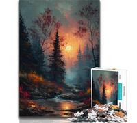 Jigsaws Puzzles 1000 Pieces for Adults Gifts Autumn Night Landscape,Stress Reliever Staycation Kill Time Enhance Love between Couples 75x50cm