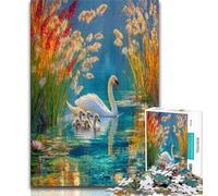 Jigsaws Puzzles 1000 Pieces for Adults Gifts Autumn Swans,Stress Reliever Staycation Kill Time Enhance Love between Couples 38x26cm