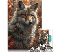 Jigsaws Puzzles 1000 Pieces for Adults Gifts Autumn Wolf Teenager Jigsaw,Staycation Kill Time with Fully Interlocking Randomly Shaped Pieces (size 75x50cm)