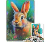 Jigsaws Puzzles 1000 Pieces for Adults Gifts Baby Bunny in The Flowers Teenager Puzzles,for Educational Game Challenge Toy Birthday Present, Gifts, Wall Art (size 75x50cm)