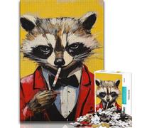 Jigsaws Puzzles 1000 Pieces for Adults Gifts Basquiat Raccoon,Toys Educational Games Stress Relieving Unique Home Decor And Gifts 50x75CM