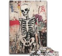 Jigsaws Puzzles 1000 Pieces for Adults Gifts Basquiat-style Flowers And Skulls Adult Jigsaw,Decompressing Intellectual Educational Toy Perfect Decoration (50x75cm)