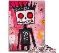 Jigsaws Puzzles 1000 Pieces for Adults Gifts Basquiat-style Skeleton King Family Fun with Matching Poster And Trivia Sheet for Age 14+ 26x38cm