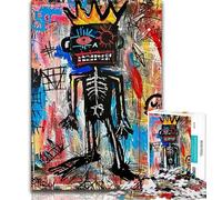 Jigsaws Puzzles 1000 Pieces for Adults Gifts Basquiat-style Skull Crown,Family Game Stress Reliever Difficult Challenge Enhance Love between Couples (75x50cm)