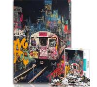 Jigsaws Puzzles 1000 Pieces for Adults Gifts Basquiat-style Train,Help The Brain Exercise Addictive Toys to Cultivate Patience Gift For Birthdays 38x26cm