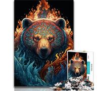 Jigsaws Puzzles 1000 Pieces for Adults Gifts Bear Fire Water Teenager Jigsaw,Staycation Kill Time with Fully Interlocking Randomly Shaped Pieces (size 75x50cm)