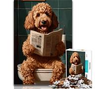 Jigsaws Puzzles 1000 Pieces for Adults Gifts Bernedoodle on The Toilet 1000 Pieces for Teenagers,with Matching Poster And Trivia Sheet for Ages 14+ 38x26cm
