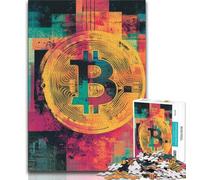 Jigsaws Puzzles 1000 Pieces for Adults Gifts Bitcoin Logo 1000 Piece Jigsaw,Stress Reliever Difficult Challenge Suitable for Desktop Decoration (size 75x50cm)