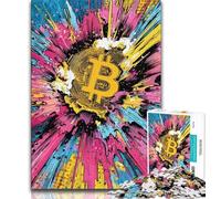 Jigsaws Puzzles 1000 Pieces for Adults Gifts Bitcoin Logo Teenager Puzzles,Interesting Stress Reduction Parent-child Interaction (size 75x50cm)