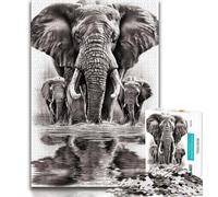 Jigsaws Puzzles 1000 Pieces for Adults Gifts Black And White Elephant Teenager Puzzles,for Educational Game Challenge Toy Birthday Present, Gifts, Wall Art (size 38x26cm)