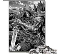 Jigsaws Puzzles 1000 Pieces for Adults Gifts Black And White Knight, Family Game Stress Reliever Difficult Challenge A Work of Art for Ages 14+ (Size 26x38cm)