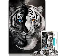 Jigsaws Puzzles 1000 Pieces for Adults Gifts Black And White Tiger Teenager Puzzles,Interesting Stress Reduction Parent-child Interaction (size 38x26cm)