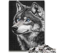 Jigsaws Puzzles 1000 Pieces for Adults Gifts Black And White Wolf Educational Games Home Decoration Educational Game for Birthday, Chrismas 50x75cm
