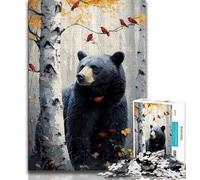 Jigsaws Puzzles 1000 Pieces for Adults Gifts Black Bear And Red Bird Teenager Puzzles,Quiz Game Wall Decoration Unique Birthday And Xmas Gifts 75x50cm