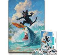 Jigsaws Puzzles 1000 Pieces for Adults Gifts Black Cat Shark Puzzles for Adults,Learning Educational Toys Family Games Unique Birthday And Gifts (size 75x50cm)
